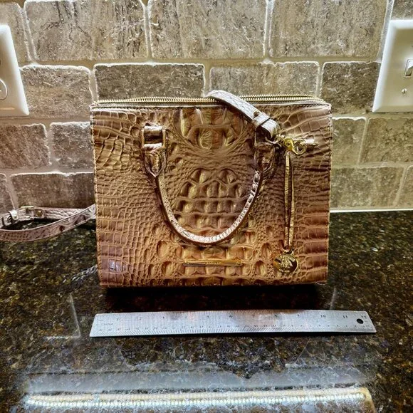 Brahmin Handbag/Purse, Pristine Melbourne, Metallic Silver - Picture 3 of 13